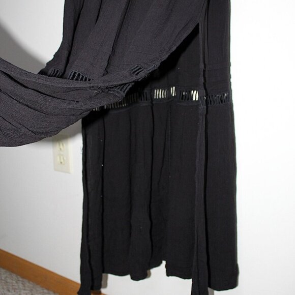 O'NEILL Dress Women's Size Small Black Maxi Layered Flutter Sleeve Tie Waist - Picture 12 of 12